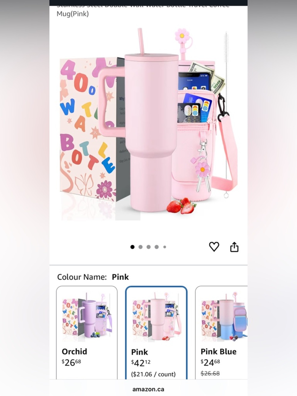 Pink Travel Tumbler & Crossbody Pouch Set